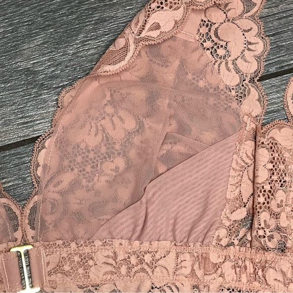 NWT We are HAH Free People Got Ur Back Bra XS Lace & Mesh Bralette Cooper Rose - Picture 13 of 13